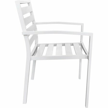 Global Industrial Aluminum Slatted Dining Armchair, White, 4PK 437006WH